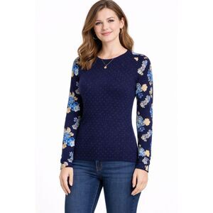 Equipment Femme Sloane Polka Dot 100% Cashmere Sweater Blue Size XS (Flaw Holes)